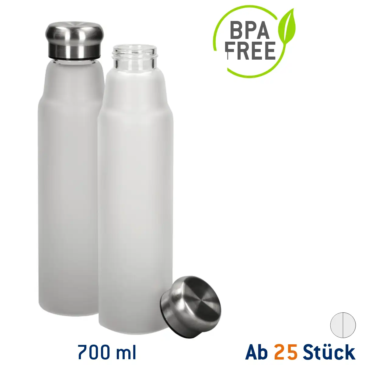 Glasflasche Life frosted Druck: ohne Druck